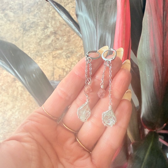 Jewelry - Inspirations from last week Elegant Silver and Pink chandelier Earrings